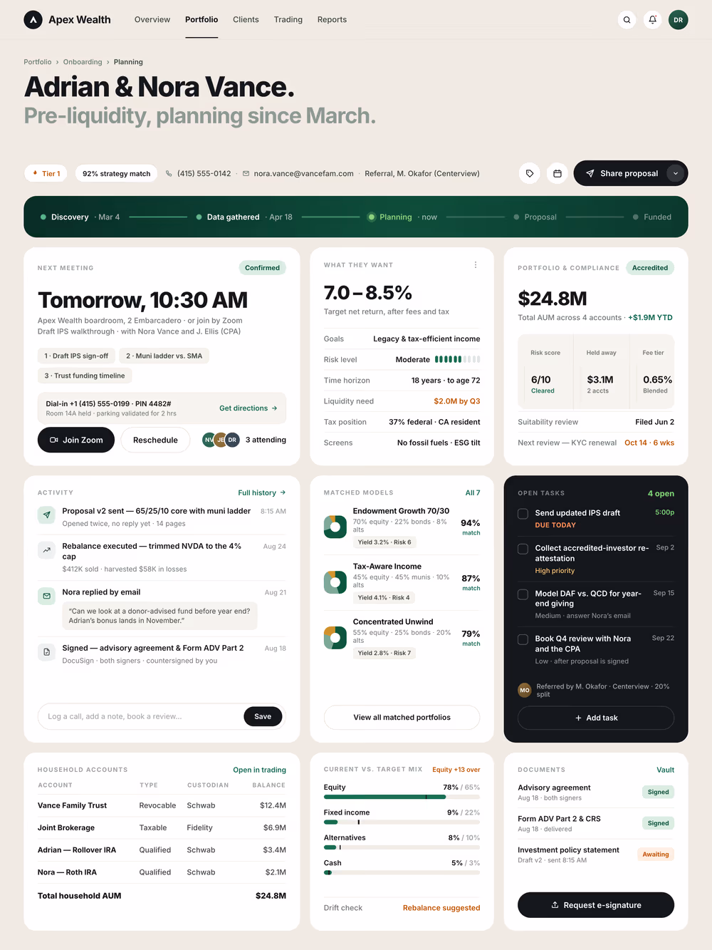 Client Overview, built using Opus 5, pass 1 of 3