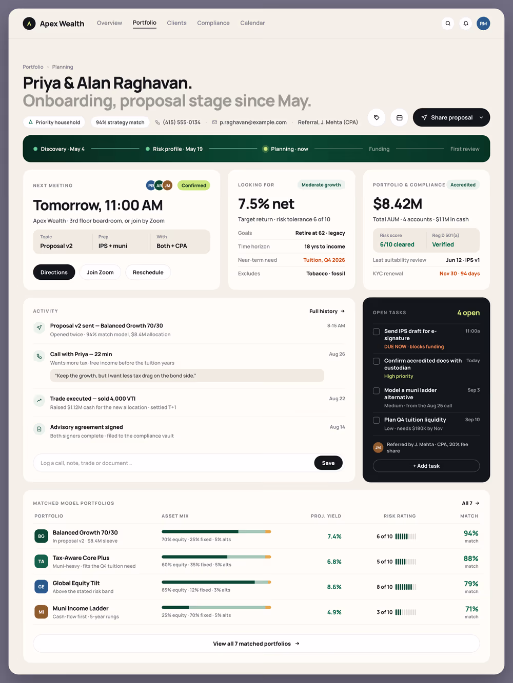 Client Overview, built using Opus 5, pass 2 of 3