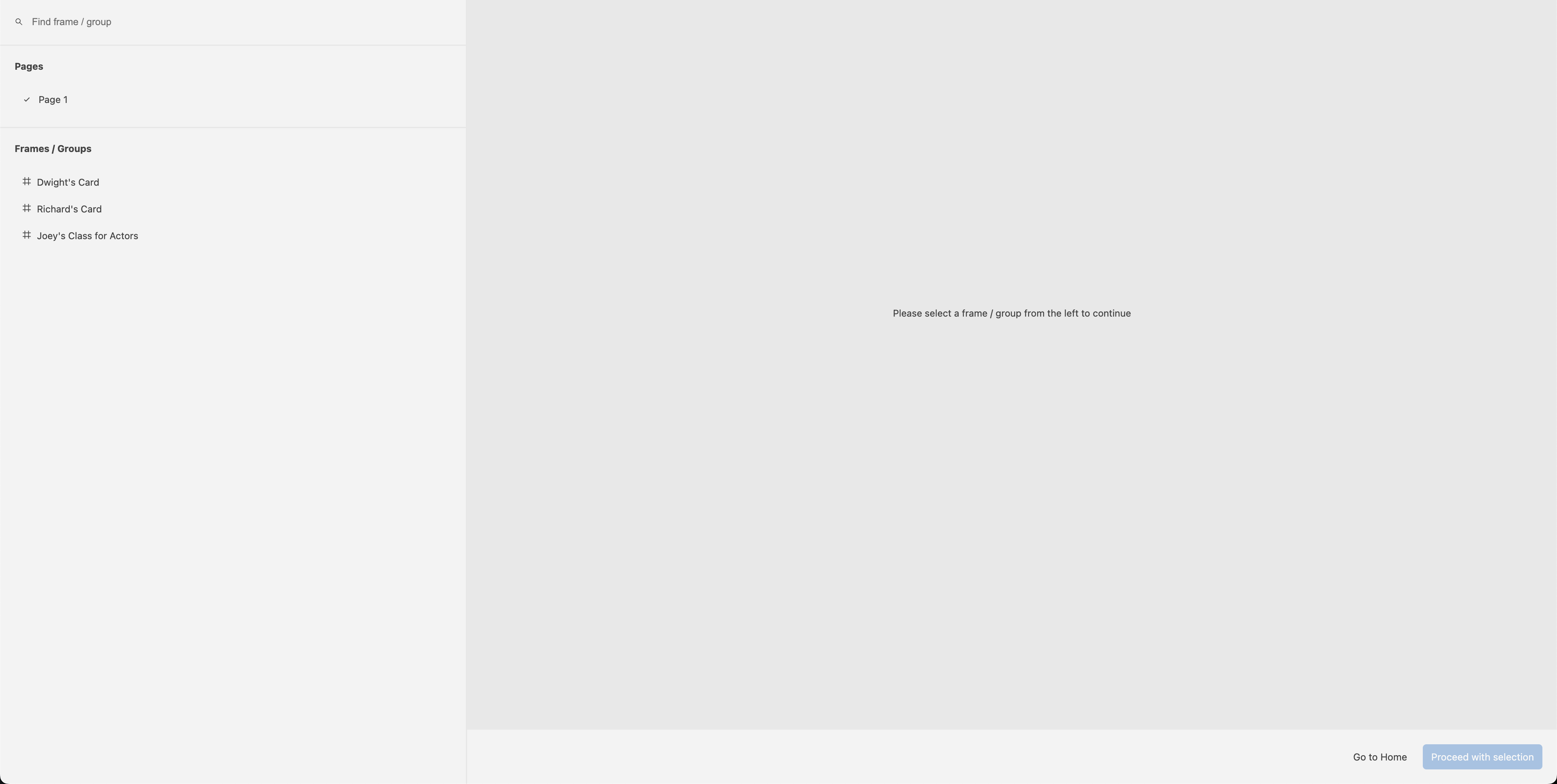 Select the design page and frame