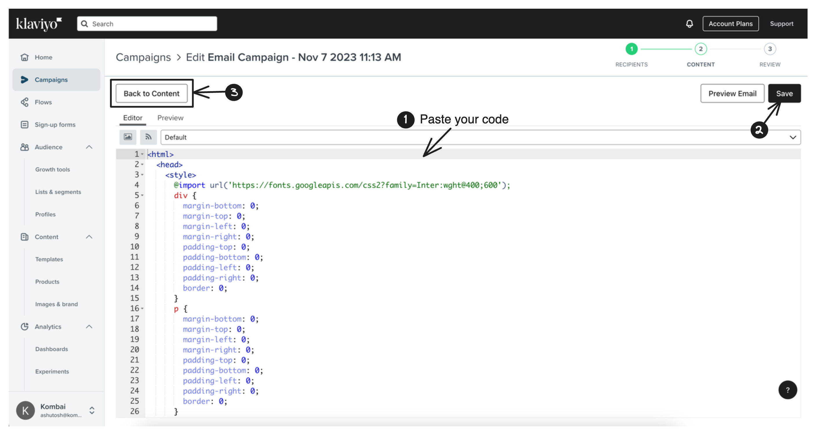 Klaviyo screenshot