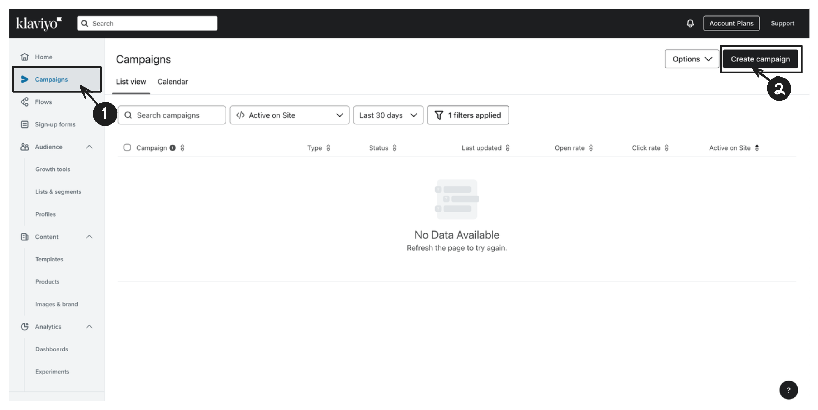Klaviyo screenshot