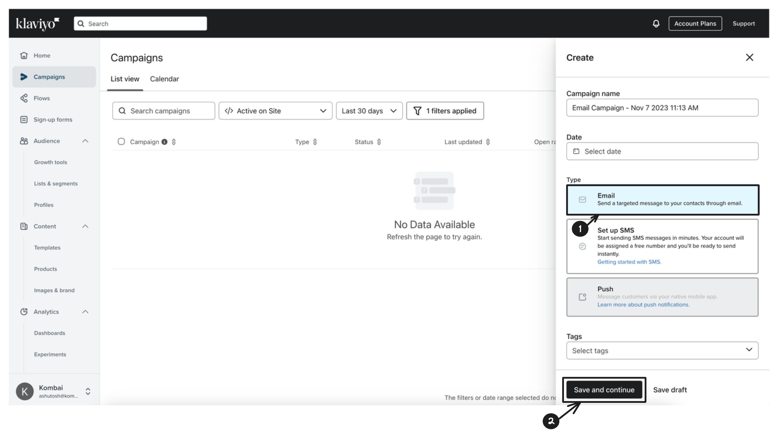 Klaviyo screenshot