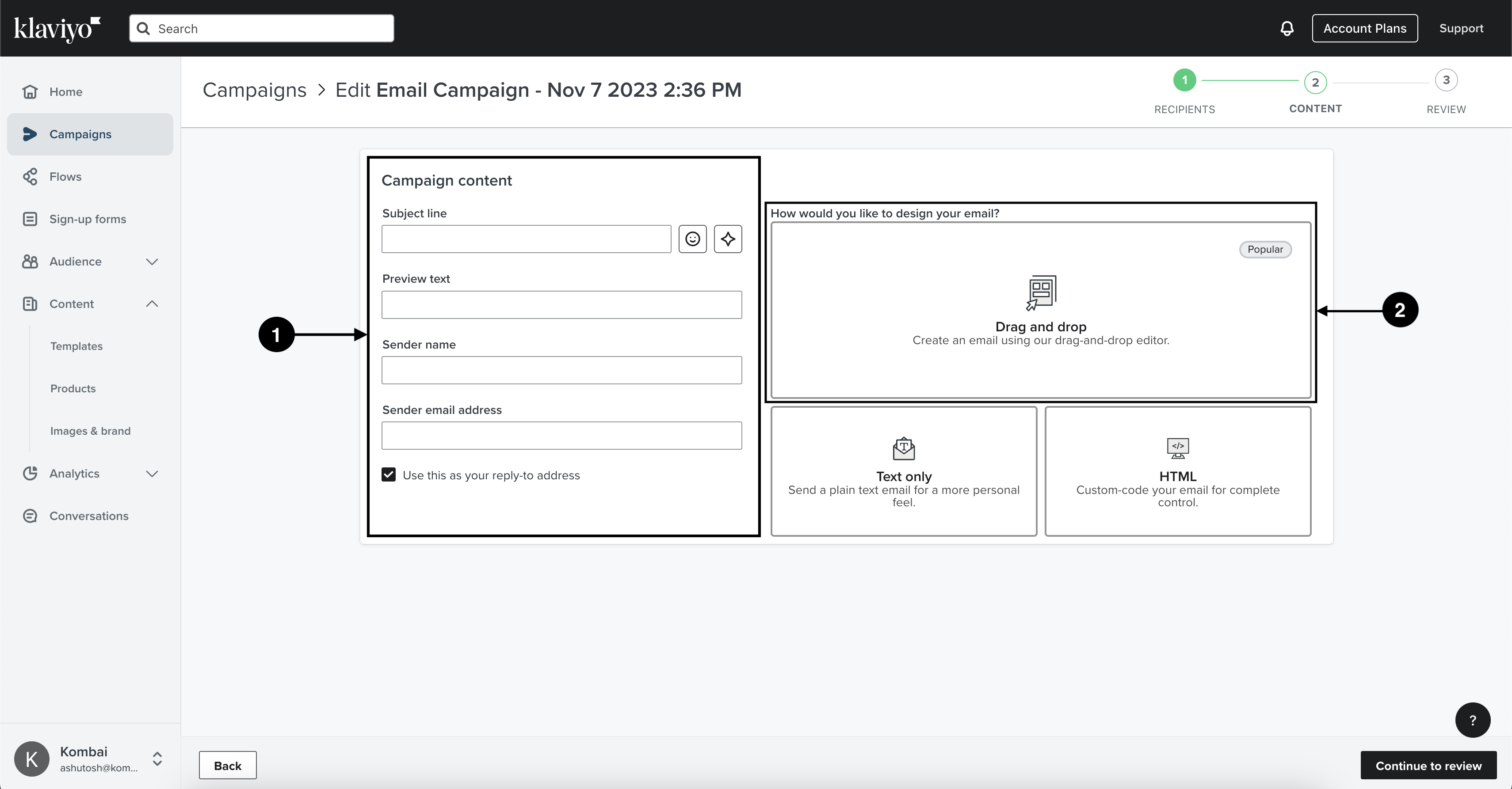 Klaviyo screenshot