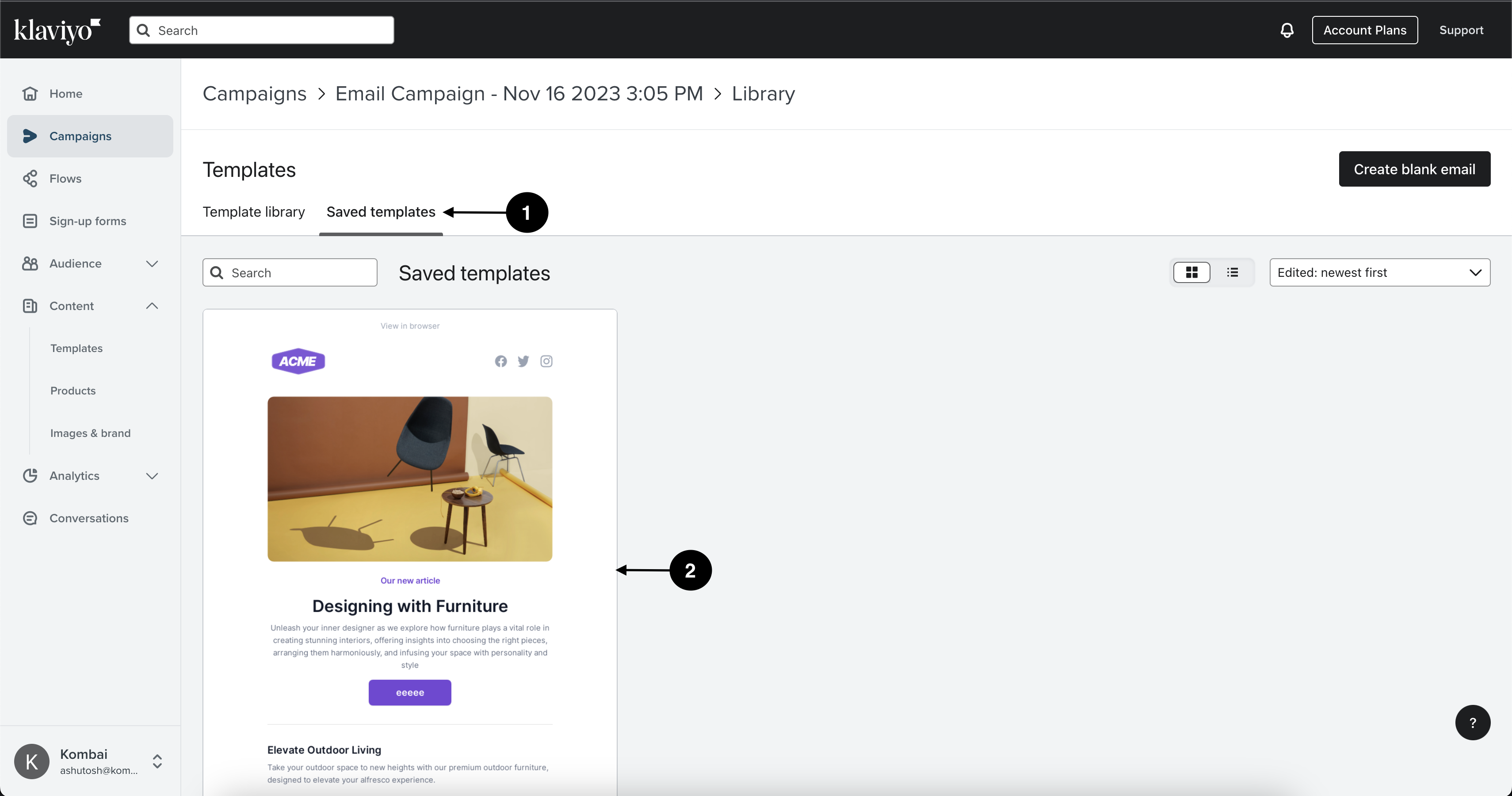 Klaviyo screenshot