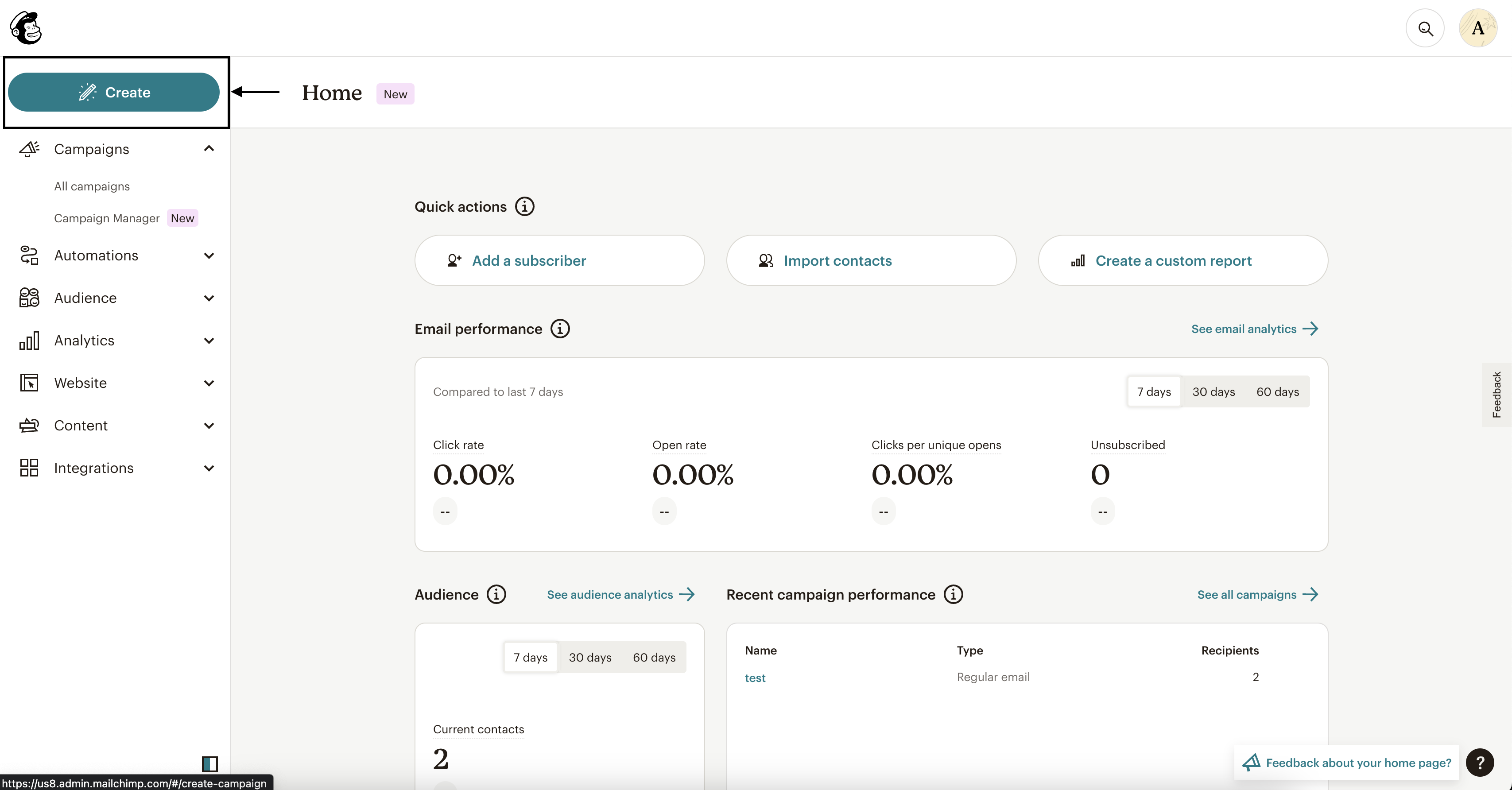 Mailchimp screenshot