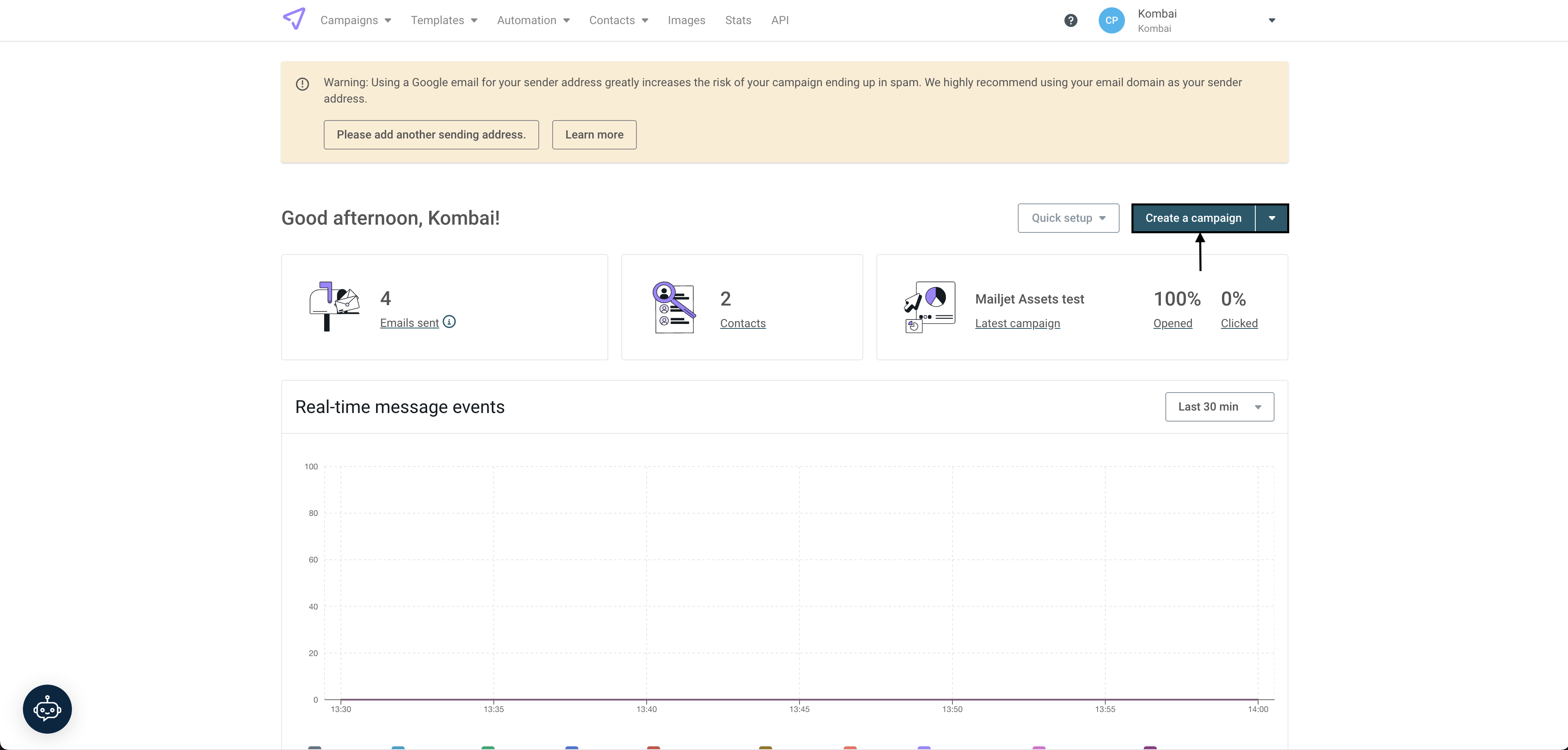 Mailjet screenshot
