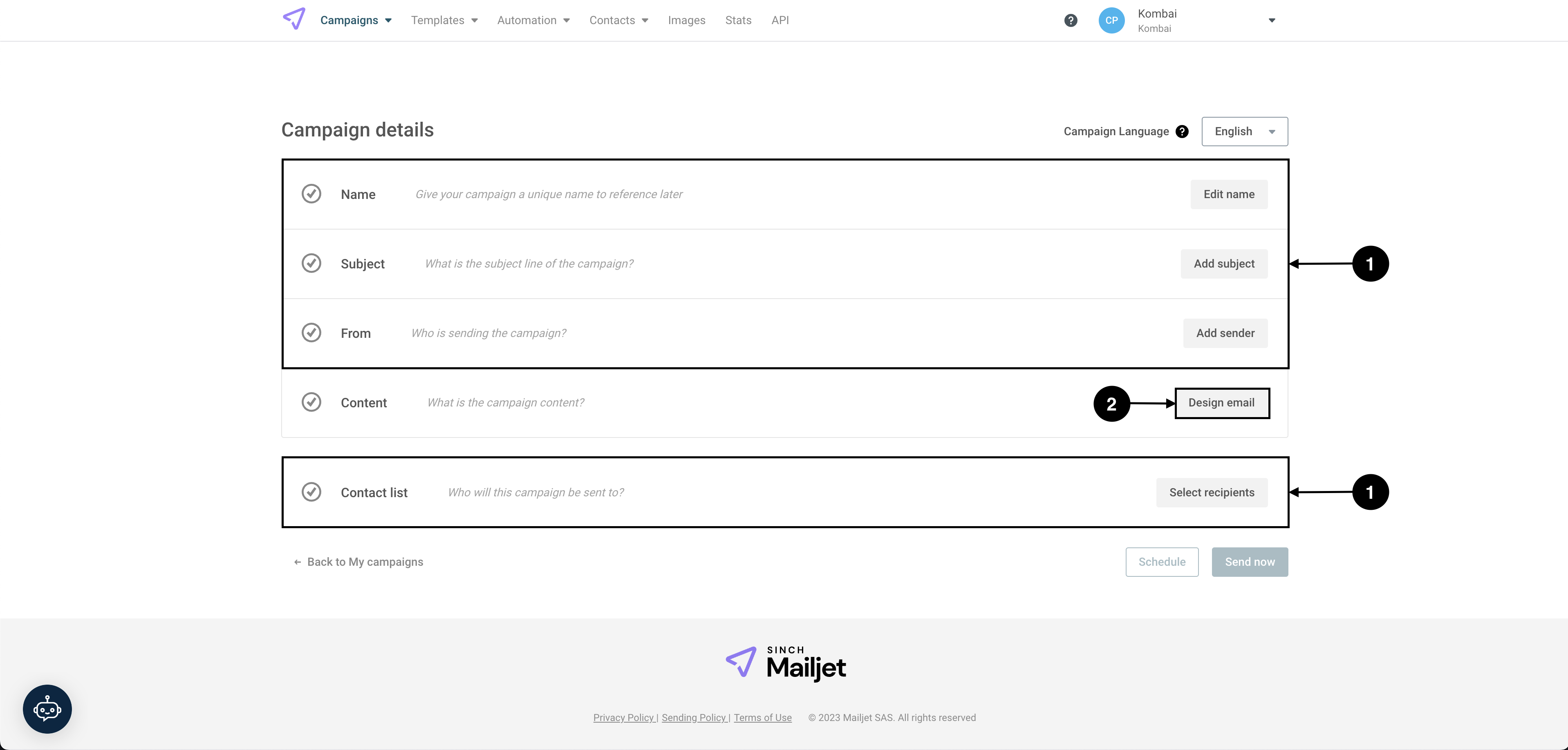 Mailjet screenshot