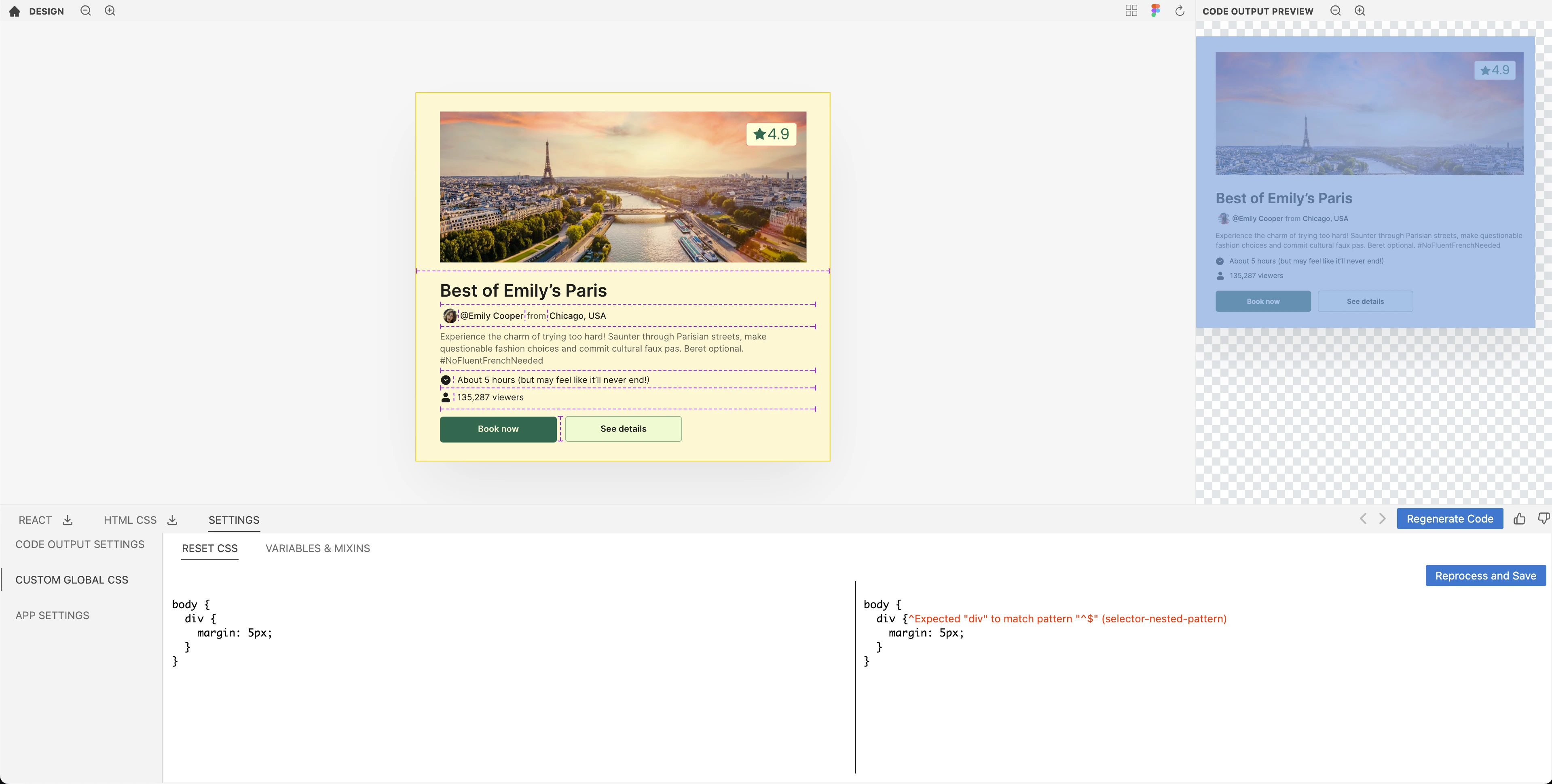 Nested selectors warning screenshot