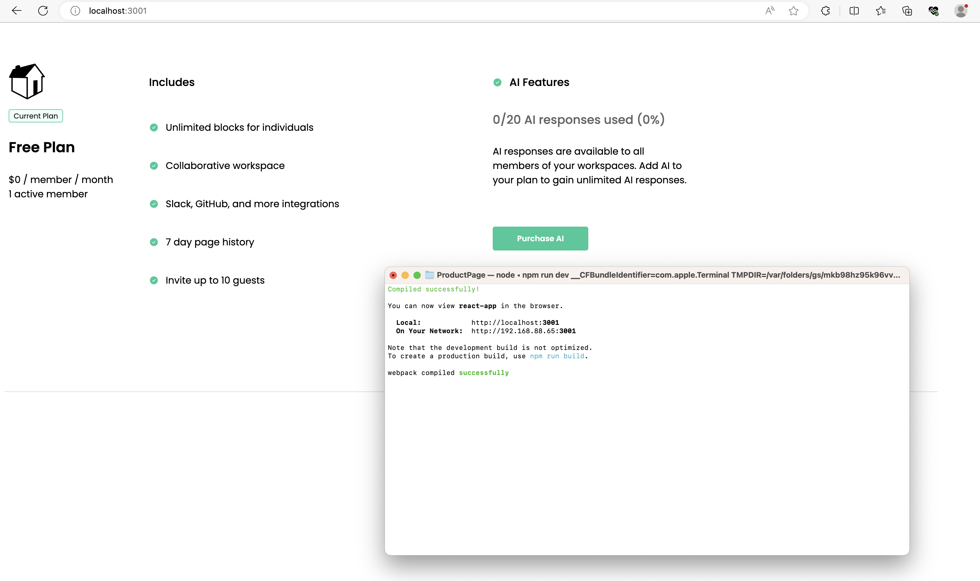 React code output